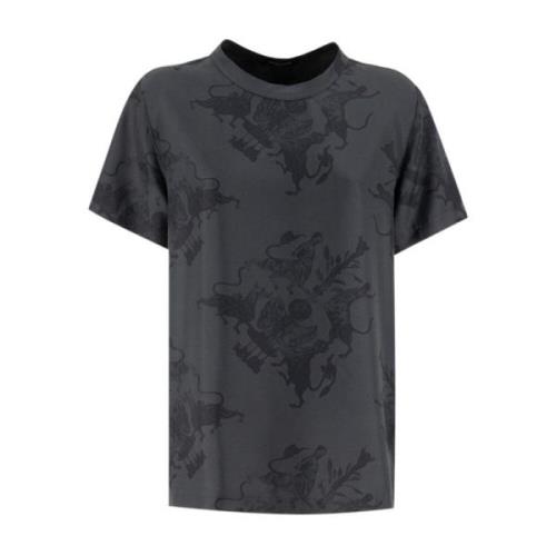 Fabiana Filippi Silk Twill Crew-Neck T-shirt med Fabula Vitae Print Bl...