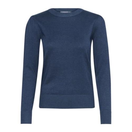 Saint Tropez MilaSZ Pullover Stickad Titan Melange Blue, Dam