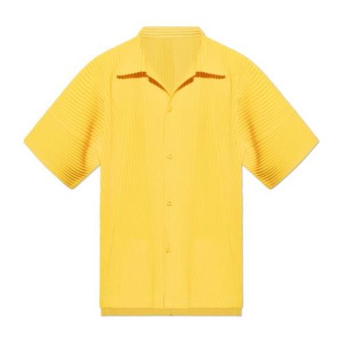 Issey Miyake Veckad kortärmad skjorta Yellow, Herr