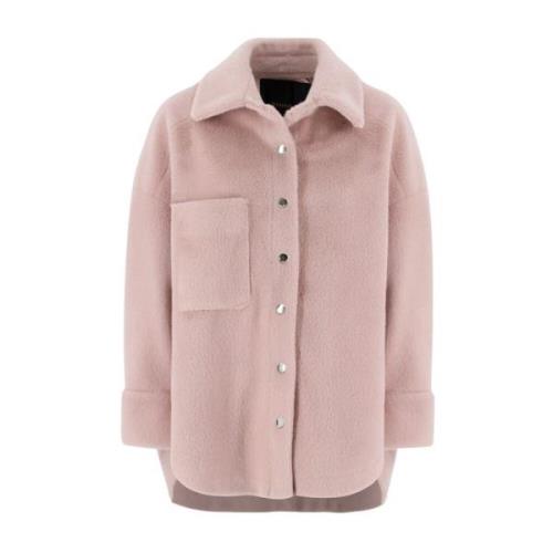 Pinko Faux Fur Skjorta-Stil Jacka Pink, Dam