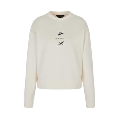 Armani Exchange Ekologisk Bomull Crewneck Tröja Logo Print White, Dam