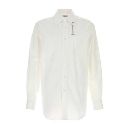 Alexander McQueen Vit Poplin Skjorta Klassisk Stil White, Herr