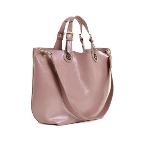 Essentiel Antwerp Ginnie Lack Shopper med Avtagbar Rem Pink, Dam