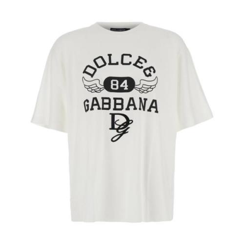 Dolce & Gabbana Vita T-shirts och Polos med DG Patch White, Herr