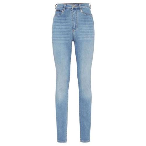 Philipp Plein Skinny Jeans med Unik Design Blue, Dam