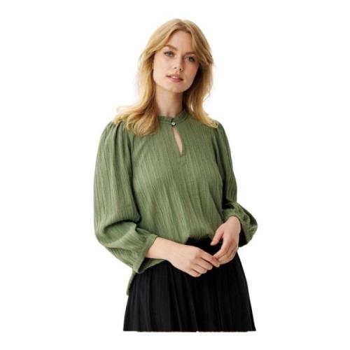 IN Front Elegant Tove Blouse med V-ringning Green, Dam