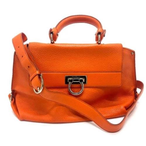 Salvatore Ferragamo Pre-owned Pre-owned Laeder handvskor Orange, Dam