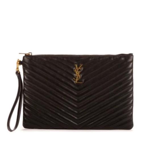 Yves Saint Laurent Vintage Pre-owned Laeder kuvertvskor Brown, Dam