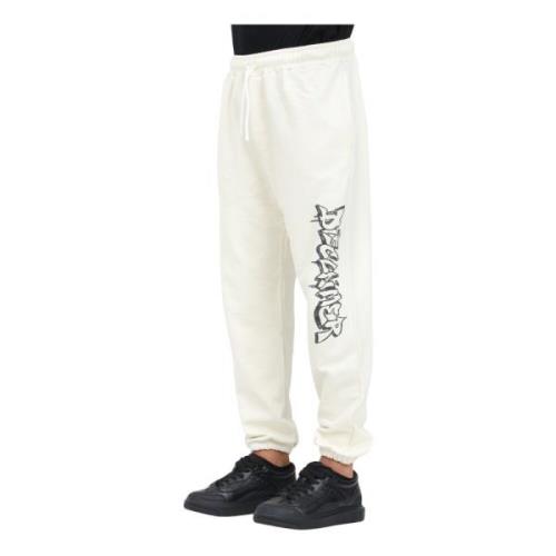 Disclaimer Sportiga Beige Sweatpants med Logo Print Beige, Herr