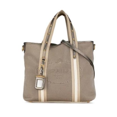 Prada Vintage Pre-owned Canvas prada-vskor Beige, Dam