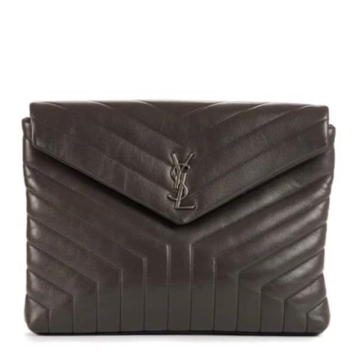 Yves Saint Laurent Vintage Pre-owned Laeder kuvertvskor Gray, Dam