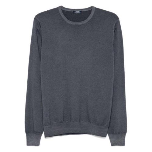 Barba Ull Crew-Neck Stickat Gray, Herr