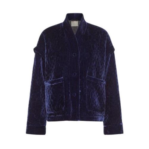 Momoni Silke och viskos oversized bomber blouson Blue, Dam