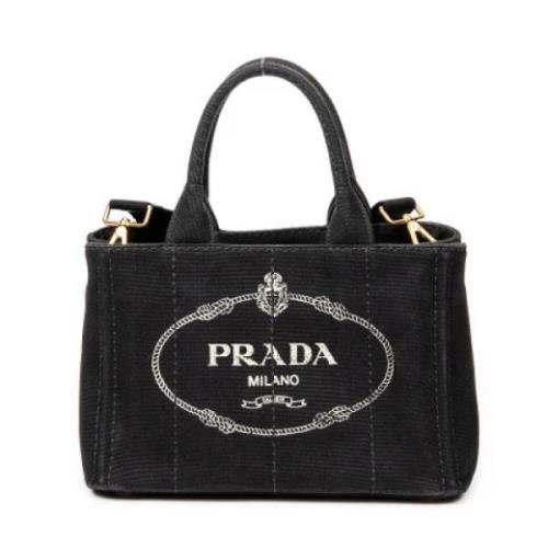 Prada Vintage Pre-owned Canvas totevskor Black, Dam