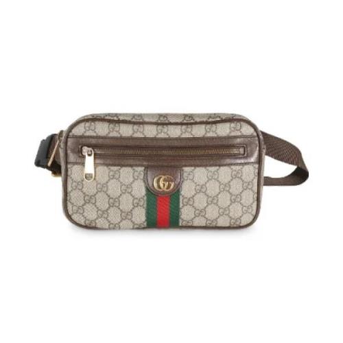 Gucci Vintage Pre-owned Belagd canvas crossbodyvskor Beige, Dam