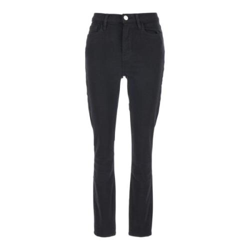 Frame Svarta Skinny Jeans Hög Midja Black, Dam