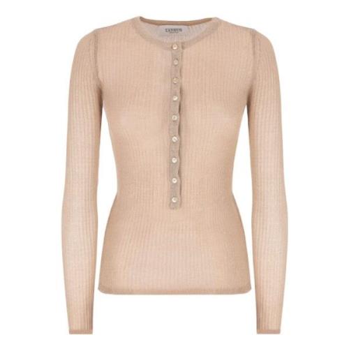 Laneus Lurex Buttoned Sweater Beige, Dam