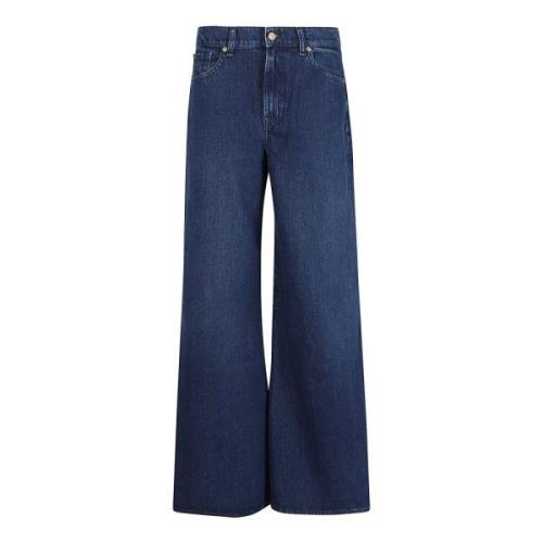 7 For All Mankind Blå Wide Leg High-Waisted Jeans Blue, Dam