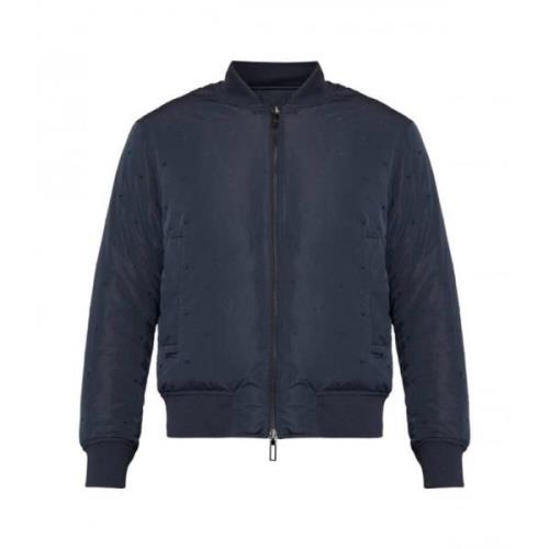 Armani Tryckt Logotyp Bomberjacka Blue, Herr