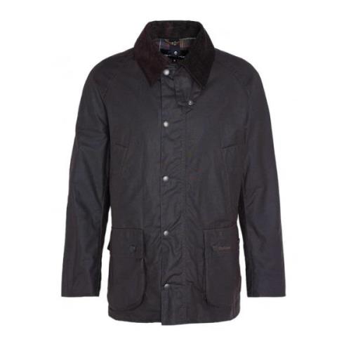 Barbour Brun vaxad bomullsjacka med fickor Black, Herr