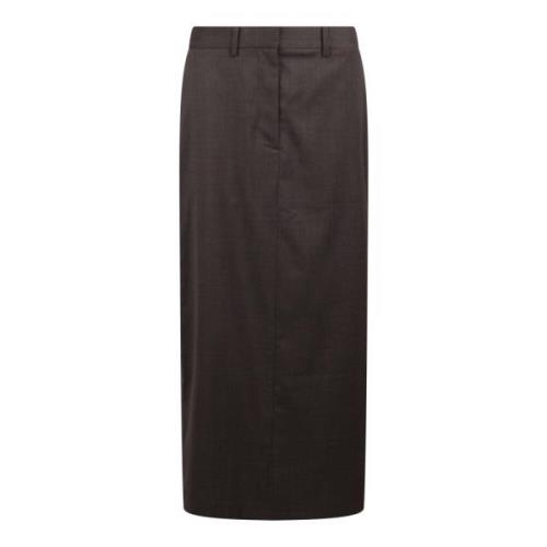 Helmut Lang Maxi Kjol med Dragkedjor Brown, Dam