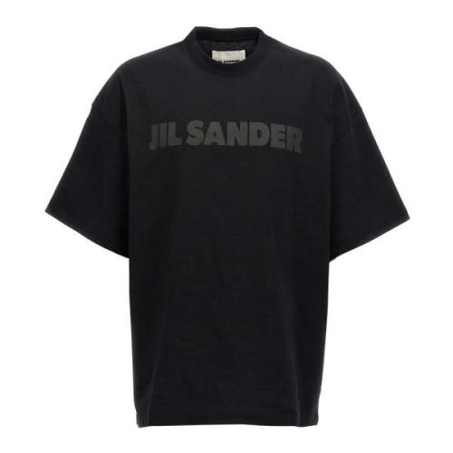 Jil Sander Svart T-shirt med Tryckt Logotyp Black, Herr