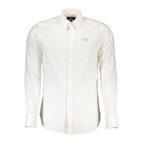 La Martina Broderad vit slim fit skjorta White, Herr