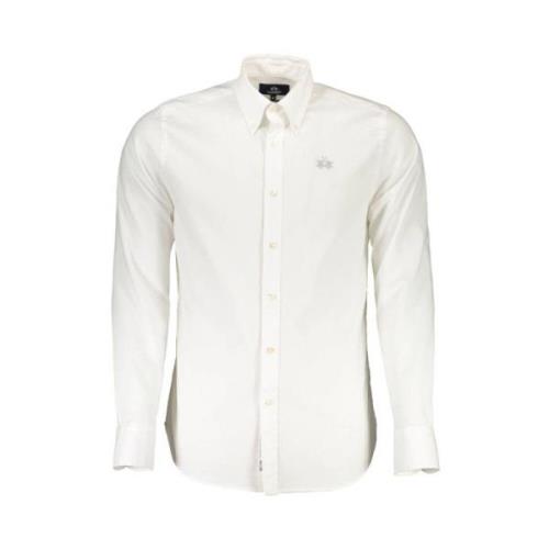 La Martina Vit Slim-Fit Skjorta med Elegant Brodyr White, Herr