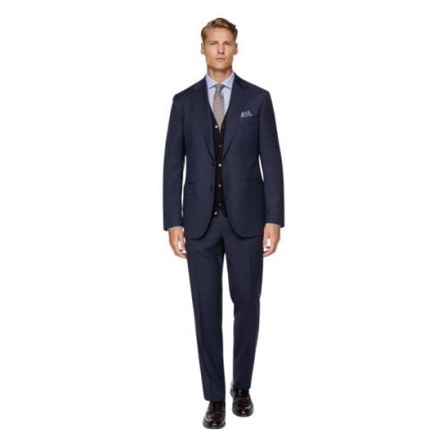 Boggi Milano Micro Fancy Wool Suit Style Firenze Blue, Herr