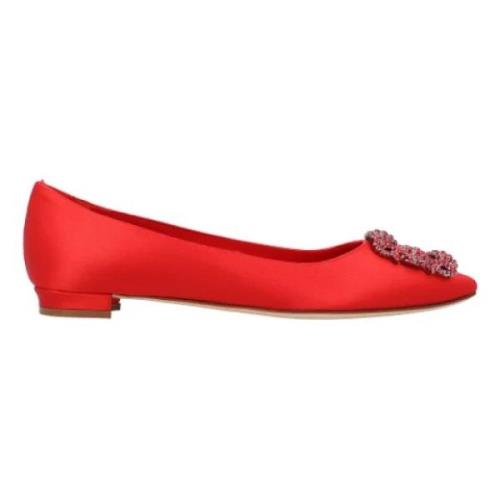 Manolo Blahnik Tyg lgskor Red, Dam