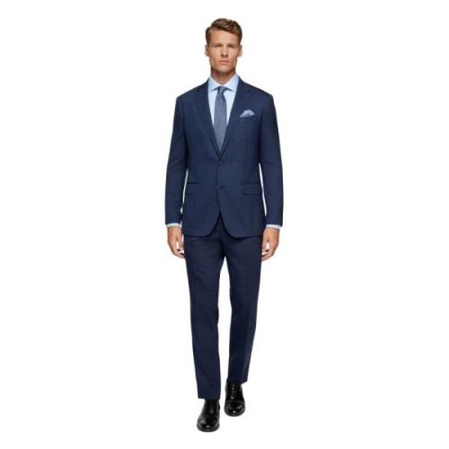 Boggi Milano Prince Of Wales Ull Stretchdräkt Stil Anversa Blue, Herr