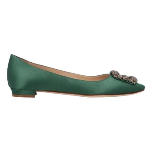 Manolo Blahnik Tyg lgskor Green, Dam