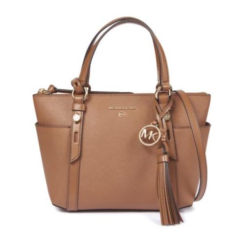 Michael Kors Sullivan Saffiano Läder Väska med Sidofickor Brown, Dam