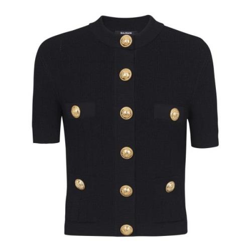 Balmain Stickad kofta med 4 fickor Black, Dam