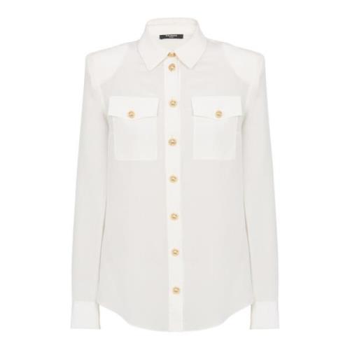 Balmain Crepe de chine skjorta White, Dam