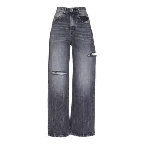 Icon Denim Gråa Wide Leg Jeans Gray, Dam