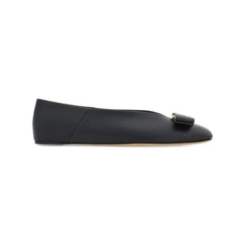 Salvatore Ferragamo Svarta läderballerinaflats Black, Dam