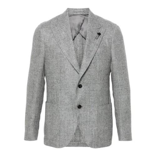 Lardini Prins av Wales Check Ull Blazer Gray, Herr