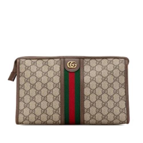 Gucci Vintage Pre-owned Tyg crossbodyvskor Beige, Dam