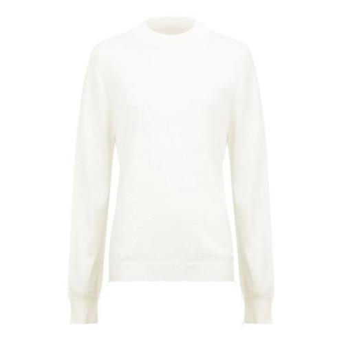 Maison Margiela Vit Stickad Tröja med Ribbad Krage White, Herr