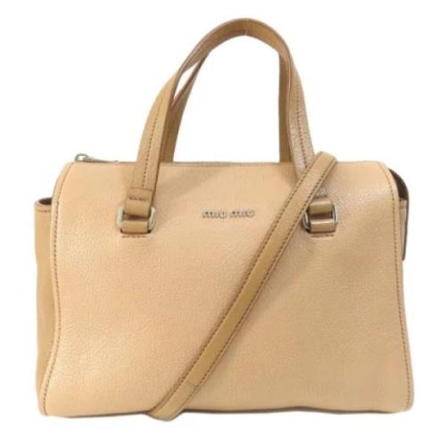 Miu Miu Pre-owned Pre-owned Laeder handvskor Beige, Dam