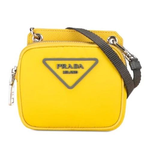 Prada Vintage Pre-owned Nylon axelremsvskor Yellow, Dam