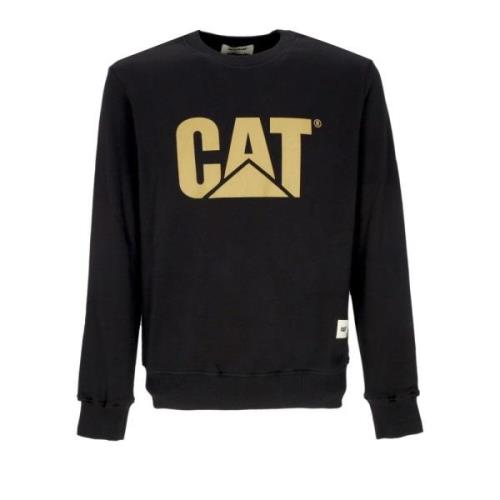 CAT Svart Logo Crewneck Sweatshirt Snygg Black, Herr