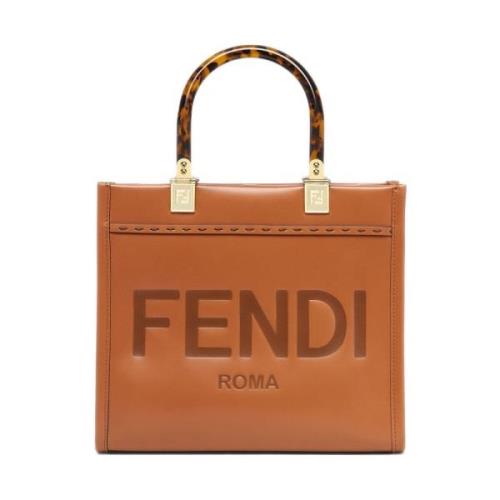 Fendi Brun Läder Sunshine Shopper Väska Brown, Dam