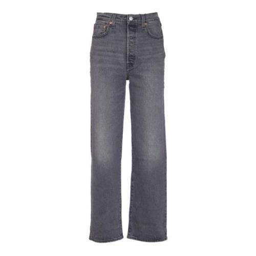 Levi's Grå Straight Jeans för Kvinnor Gray, Dam