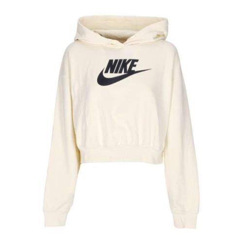 Nike Grafisk Oversized Crop Hoodie Kokosmjölk/Svart Beige, Dam