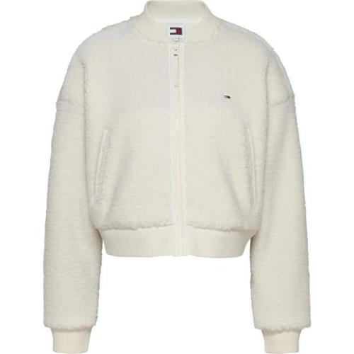 Tommy Jeans Vit Fleecejacka Aw24 White, Dam