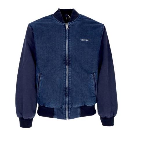 Carhartt Wip Blå Stone Washed Bomberjacka Blue, Herr