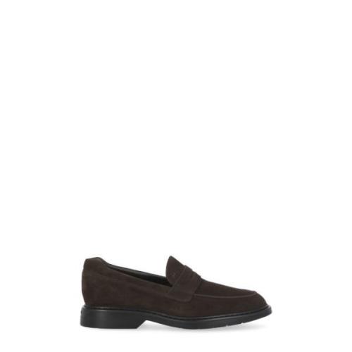 Hogan Brun Mocka Läderloafers med Monogram Brown, Herr