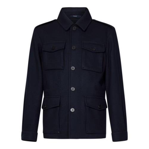 Drumohr Blå Ullblandad Field Jacket Aw24 Blue, Herr